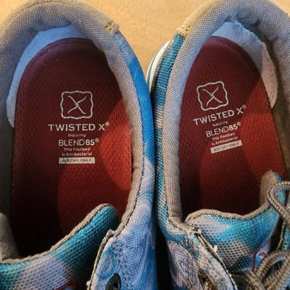 Twisted X Kicks Shoes Womens Size 7 Blue Gray Marble Canvas Moc Toe WCA0063 - Picture 10 of 12